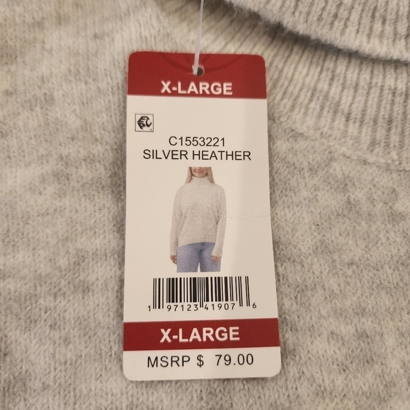 Vince Camuto silver heather cowl turtle neck oversized cozy sweater xl nwt - Picture 9 of 11